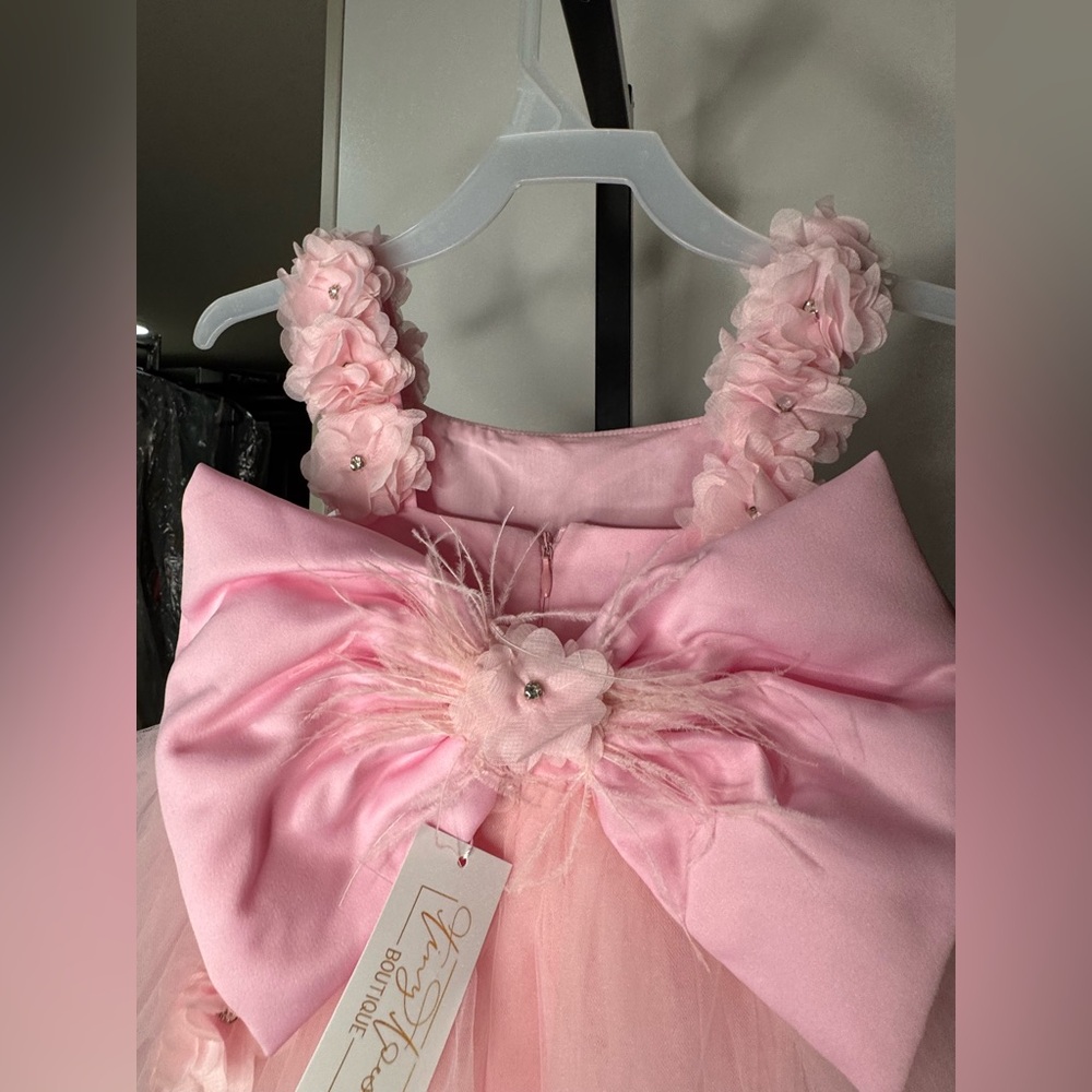 Handmade Pink Floral Tulle Dress - Picture 4 of 5